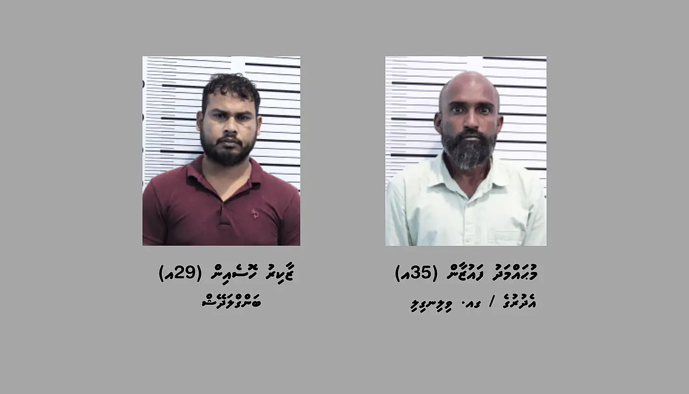 ކިލޯއަކަށް ވުރެ ގިނަ މަސްތުވާތަކެއްޗާ އެކު މާލެއިން 2 މީހުން ހައްޔަރުކޮށްފި
